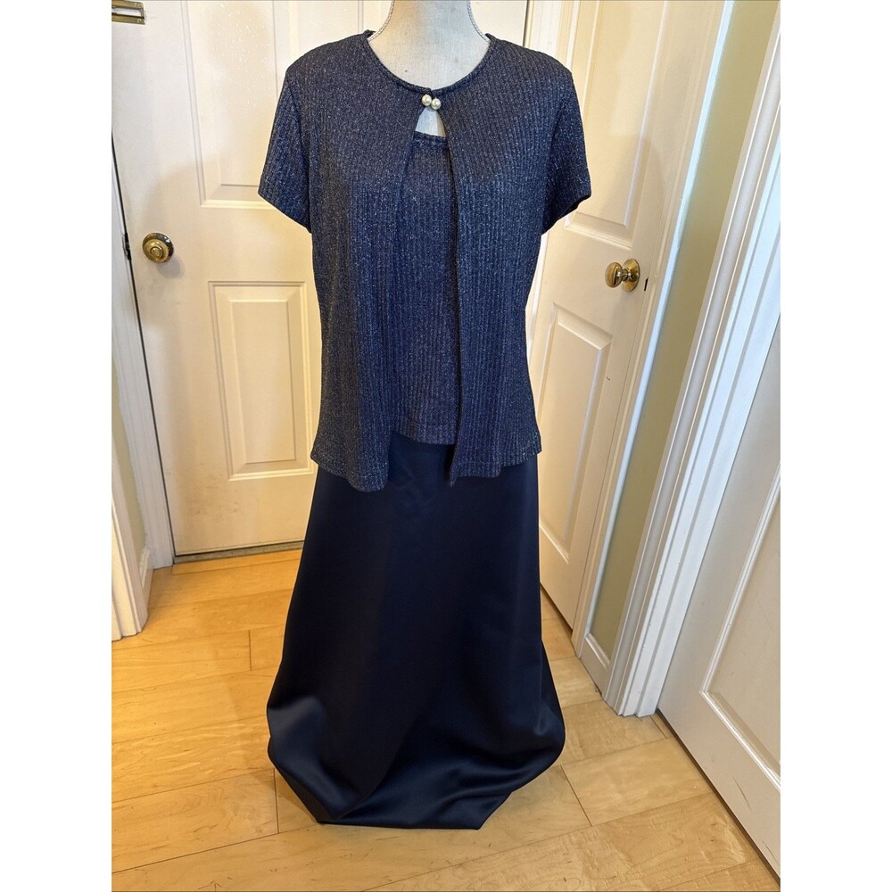 NAVY THREE PIECE Jordan Navy With Silver Metallic Size M Womens Dress